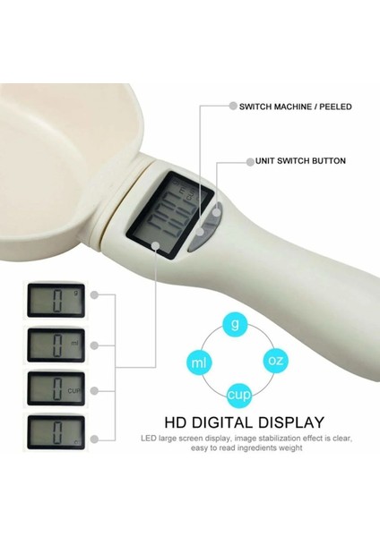 Beyaz Stil Çok Işlevli Pet Mama Tartı Elektronik Ölçme Aracı Köpek Kedi Dijital LED Ekran Kepçe Mutfak Terazisi Ölçme Cihazı 250ML (Yurt Dışından) fırsatları