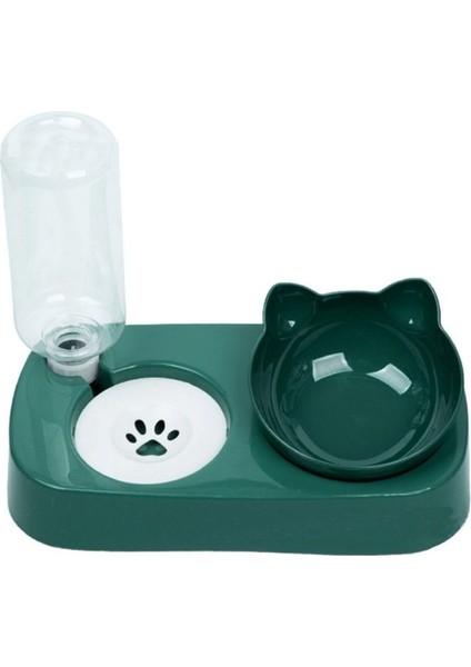 Yeşil Stil Et Köpek Kedi Su Sebili Otomatik Içme Pet Su Besleyici ile Çift Kaseler Boyun Koruma Kedi Kaseler (Yurt Dışından)