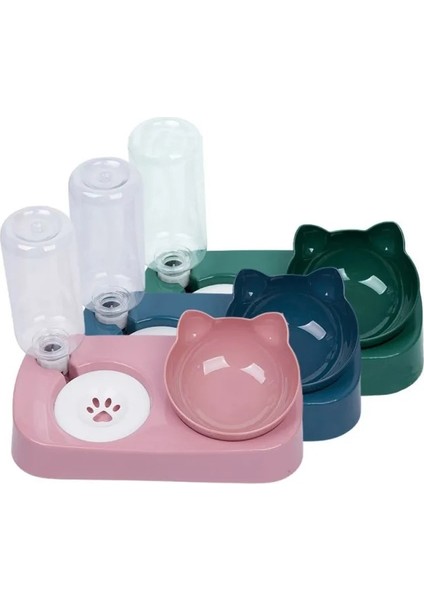 Yeşil Stil Et Köpek Kedi Su Sebili Otomatik Içme Pet Su Besleyici ile Çift Kaseler Boyun Koruma Kedi Kaseler (Yurt Dışından) modelleri
