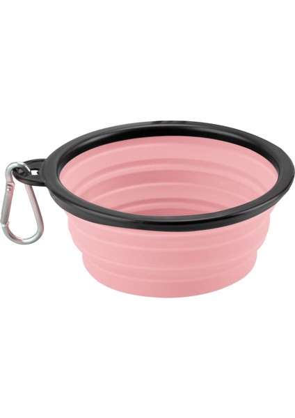 Pembe Stil 1000ML Katlanabilir Pet Silikon Köpek Maması Su Kasesi Açık Kamp Seyahat Karabina ile Taşınabilir Katlanır Pet Kase Yemekleri Pet Ürünleri (Yurt Dışından)