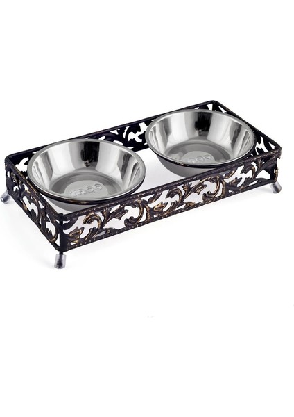 Paslanmaz Çelik Kase Tarzı Köpek Kase Paslanmaz Çelik Seramik Köpek Kedi Çift Kase Kemik Balığı Demir Standı Gıda Su Yemekleri Besleyici Anti-Yuvarlanan Pet Malzemeleri (Yurt Dışından)