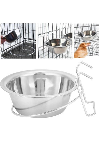 11CM Tarzı Paslanmaz Çelik Pet Köpek Kase Tavşan Kuş Köpek Yavrusu Için Gıda Su Kafesi Bardak Kelepçe Tutucu Köpek Bulaşık Besleyici (Yurt Dışından)