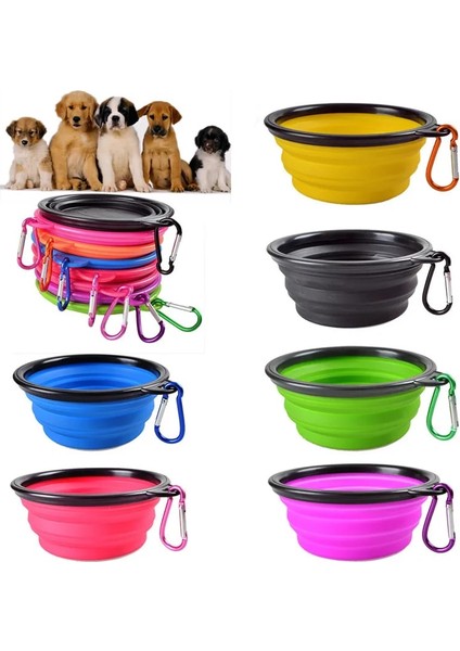 Longbangdian Shop No.12 Tarzı Katlanabilir Köpek Kase Silikon Pet Kase Köpek Mama Kabı Küçük ve Orta Boy Köpek Açık Seyahat Taşınabilir Besleme Kasesi (Yurt Dışından)