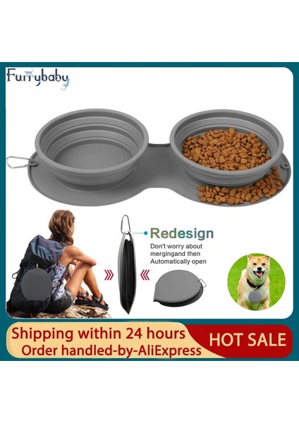 PEMBE-B-350ML Stili Açık Silikon Çift Köpek Maması Kaseler Katlanabilir Kaymaz Köpek Kase Seyahat Taşınabilir Pet Anti-Boğulma Kusma Besleme Kase (Yurt Dışından) modelleri