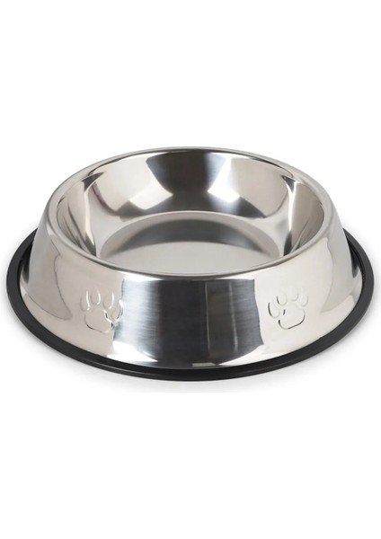 Gümüş Tarzı M Alt Çap. 18CM Gıda ve Su Için Kauçuk Tabanlı Paslanmaz Çelik Köpek Kasesi Pet Gıda Konteyneri Küçük Orta Boy Köpekler Veya Kediler Için Mükemmel Seçim (Yurt Dışından)