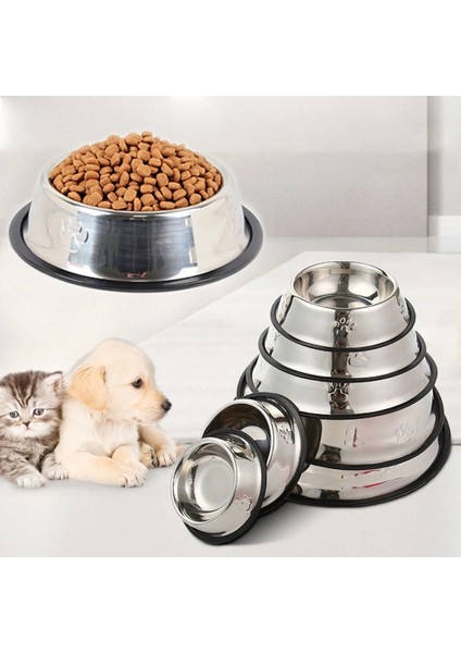 Gümüş Tarzı M Alt Çap. 18CM Gıda ve Su Için Kauçuk Tabanlı Paslanmaz Çelik Köpek Kasesi Pet Gıda Konteyneri Küçük Orta Boy Köpekler Veya Kediler Için Mükemmel Seçim (Yurt Dışından) fiyatları
