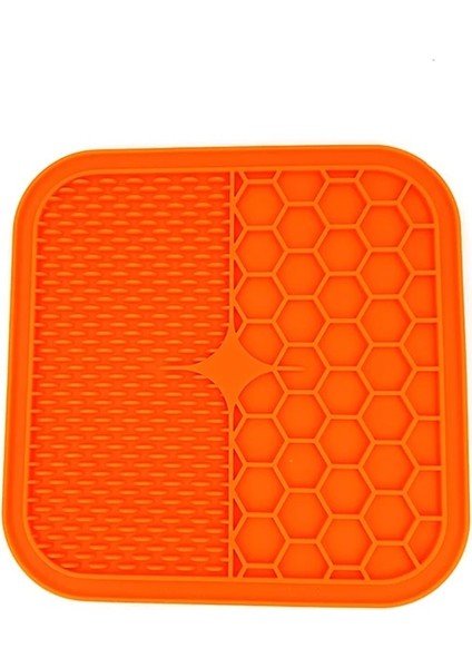 Turuncu Tarzı L 21X21X1CM Pet Köpekler Için Mat Kediler Vantuzlu Yavaş Yemek Kaseleri Besleme Mama Kasesi Silikon Köpek Yalama Pedi Köpek Yavaş Besleyiciler Dağıtım Tedavisi (Yurt Dışından)