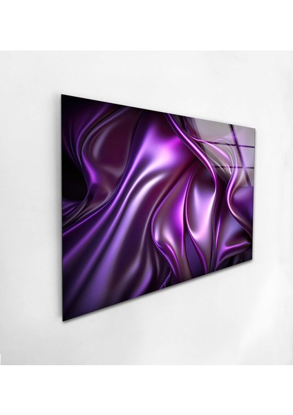 Mor Mermer Desenli Temperli Cam Duvar Tablosu modelleri