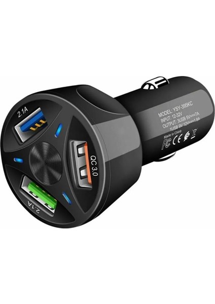 Oto 3 USB Qualcomm Quick Qc 3.0 7A Hızlı Araç Şarj Aleti Cihazı