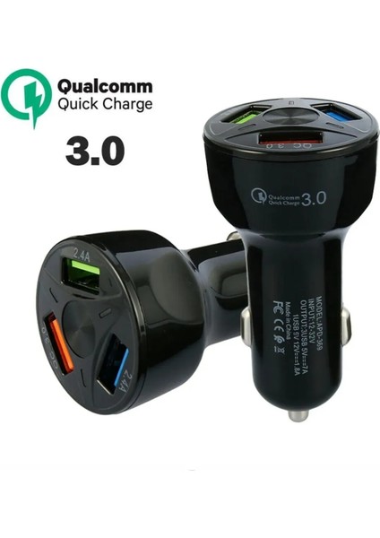 Oto 3 USB Qualcomm Quick Qc 3.0 7A Hızlı Araç Şarj Aleti Cihazı modelleri