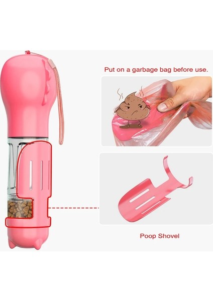 Pembe Stil 300ML Gıda Kutusu ile Komılıfe Taşınabilir Kedi Köpek Su Şişesi Gıda Besleyici Tiryakisi Kaka Dispenseri 3 1 Sızdırmaz Çok Fonksiyonlu Köpek Suluk Şişe (Yurt Dışından) modelleri