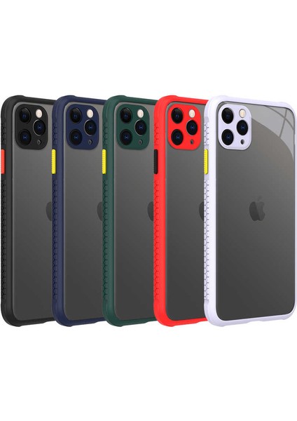 Apple iPhone 11 Pro Max Uyumlu Kılıf Kenarları Kabartmalı ​​kaff Kapak