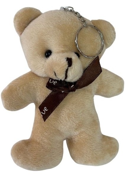 Ayıcıklı Açık Kahve Peluş Dikişsiz Düz Ayak Love Atkılı