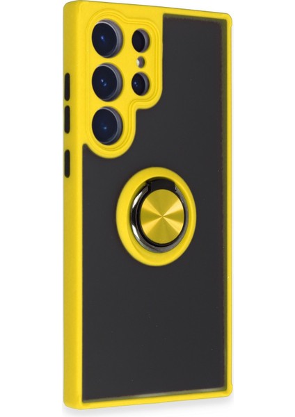 Samsung Galaxy S23 Ultra Kılıf Montreal Yüzüklü Silikon Kapak - Sarı 300099 fiyatları