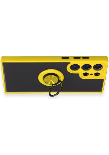 Samsung Galaxy S23 Ultra Kılıf Montreal Yüzüklü Silikon Kapak - Sarı 300099 modelleri
