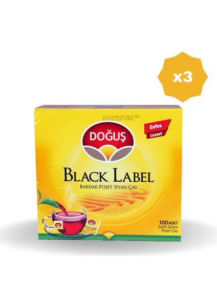 Black Label Bardak Poşet Çay 100'LÜ x 3 Adet