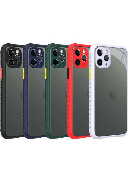 Apple iPhone 11 Pro Uyumlu Kılıf Kenarları Kabartmalı ​​kaff Kapak