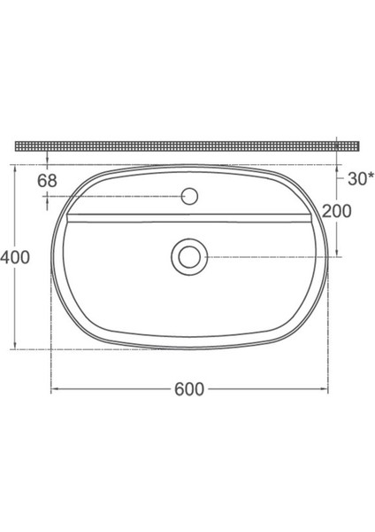 Infinity Batarya Delikli Tezgah Üzeri Lavabo 60 cm Fil Dişi