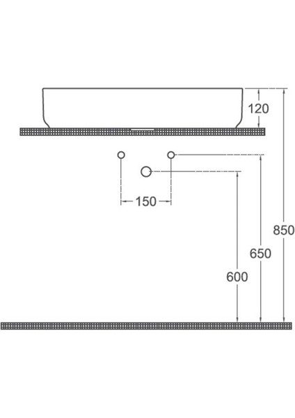 Infinity Batarya Delikli Tezgah Üzeri Lavabo 60 cm Fil Dişi