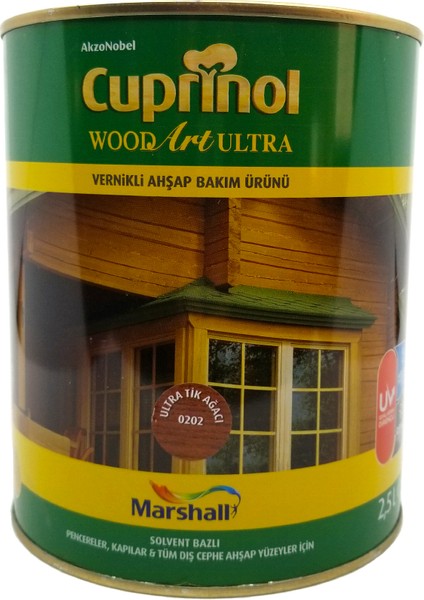 Woodart Ultra Solvent Bazlı Vernikli Ahşap Koruyucu 2.5 Lt Tik Ağacı