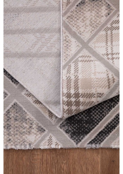 Wilto Bej Gri Halı Yumuşak Oturma Odası Salon Çocuk Odası Mutfak Halısı P1149 80 x 150