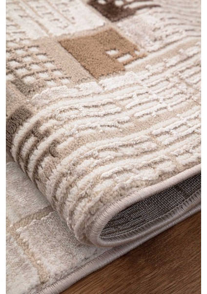Bafra Kahverengi Beyaz Halı Yumuşak Oturma Odası Salon Çocuk Odası Mutfak Halısı P1190 120 x 180 modelleri