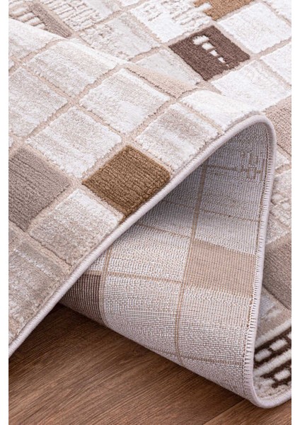 Bafra Kahverengi Beyaz Halı Yumuşak Oturma Odası Salon Çocuk Odası Mutfak Halısı P1190 120 x 180 indirimleri