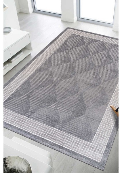 Elmina Gri Halı Yumuşak Oturma Odası Salon Çocuk Odası Mutfak Halısı QP030 120 x 180