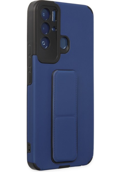 Tecno Pova Neo Kılıf Mega Standlı Silikon - Mavi 300099