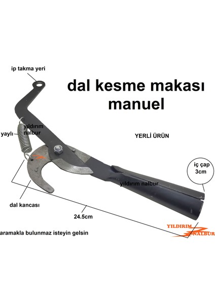 Yerli Yüksek Dal Kesme Aparatı Sapsız Metal Budama Makası Bağ Makası Tepe Makası fiyatları
