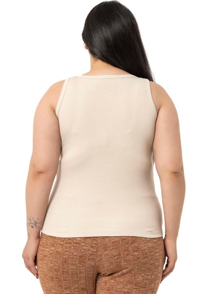 Büyük Beden Askılı Fitilli Kaşkorse Bej Rengi Body modelleri