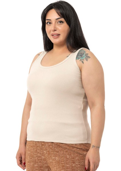 Büyük Beden Askılı Fitilli Kaşkorse Bej Rengi Body fırsatları