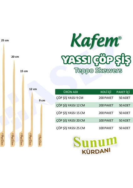 Yassı Çöp Şiş - Sunum Kürdanı 15 cm 50 Li x 200 Paket (Koli)