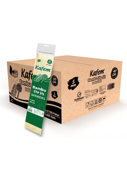 Bambu Çöp Şiş 40 cm 5 mm 25 Li x 100 Paket