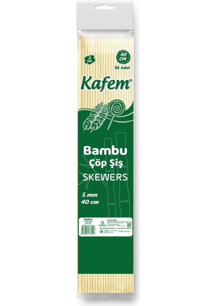 Bambu Çöp Şiş 40 cm 5 mm 25 Li x 100 Paket