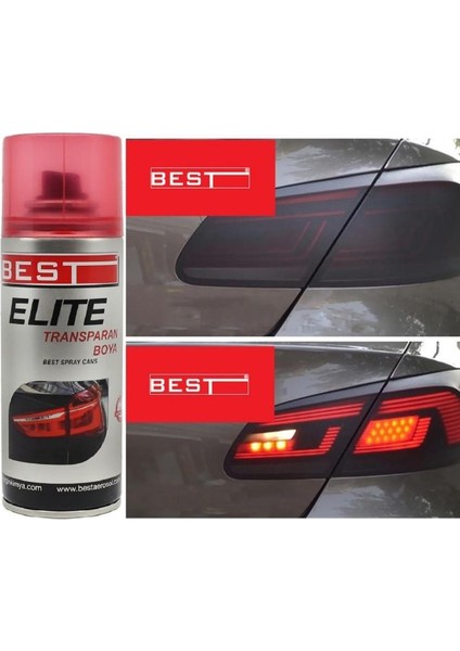 Elite Transparan Far Boyası 200 ml Kırmızı