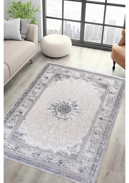 Amasra Koyu Gri Halı Yumuşak Oturma Odası Salon Çocuk Odası Mutfak Halısı P1146 80 x 300