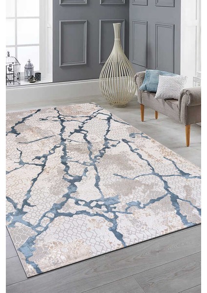 Wilto Mavi Halı Yumuşak Oturma Odası Salon Çocuk Odası Mutfak Halısı P1158 120 x 180