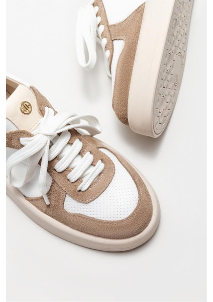 Bej Deri Kadın Spor Ayakkabı modelleri