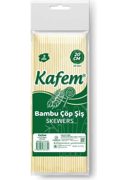 Bambu Çöp Şiş 20 cm 3 mm 100 Lü x 200 Paket (Koli)