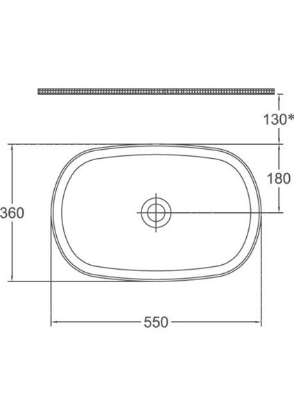 Infinity Tezgah Üzeri Lavabo 55 cm Antrasit
