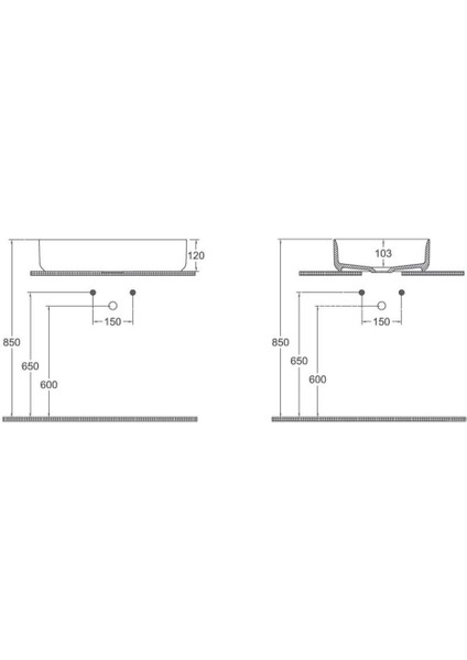 Infinity Tezgah Üzeri Lavabo 55 cm Antrasit