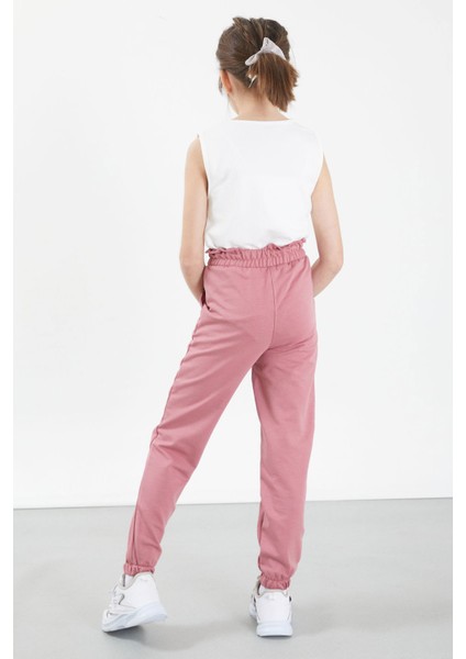 Gül Kurusu Have A Good Time Yazılı Düğme Detaylı Kız Eşofman Altı 17673 fırsatları