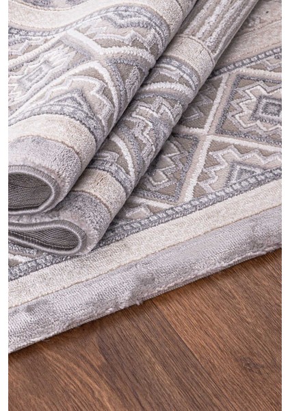 Amasra Gri Halı Yumuşak Oturma Odası Salon Çocuk Odası Mutfak Halısı P1144 60 x 110