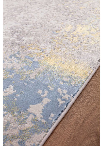 Wilto Mavi Sarı Halı Yumuşak Oturma Odası Salon Çocuk Odası Mutfak Halısı PF166 160 x 230 modelleri