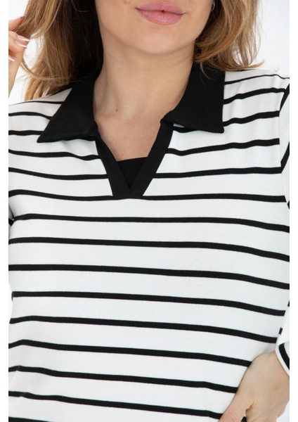 Curve Büyük Beden Pamuklu Likralı V Yaka Basic Siyah Bluz fiyatları