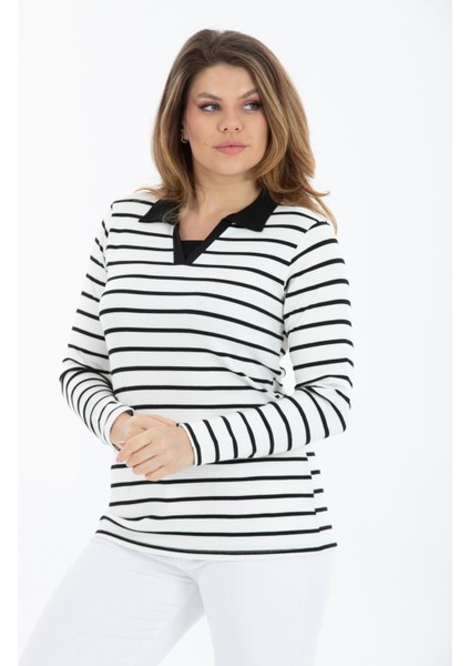 Curve Büyük Beden Pamuklu Likralı V Yaka Basic Siyah Bluz fırsatları