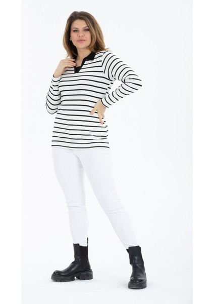 Curve Büyük Beden Pamuklu Likralı V Yaka Basic Siyah Bluz indirimleri