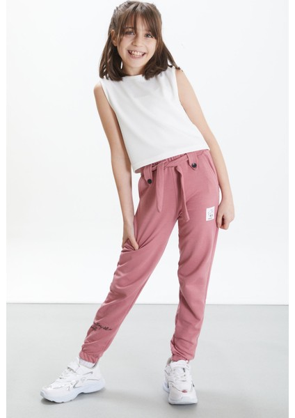 Gül Kurusu Fashion Girl Armalı Kuşaklı Kız Çocuk Eşofman Altı 17682