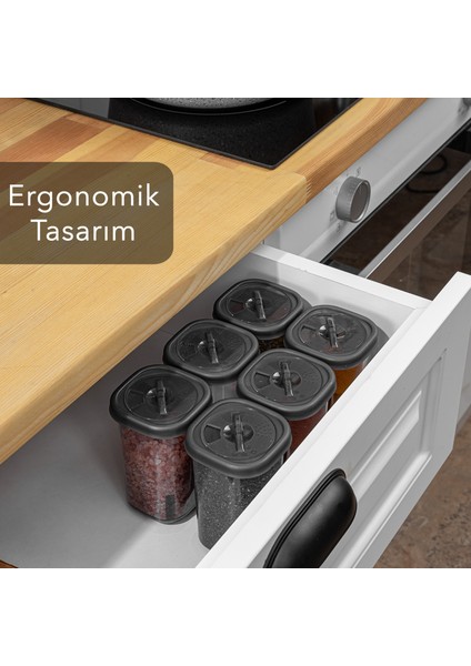 38 Parça Kare Plastik Kapaklı Baharatlık Mutfak Erzak ve Bakliyat Saklama Kabı Etiketli Antrasit fırsatları
